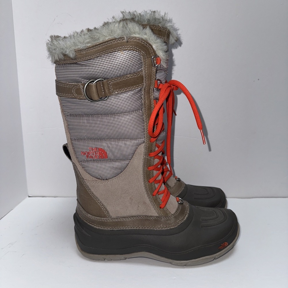 The North Face Shellista Lined Primaloft Brown Suede Fur Rubber Boots Women's 7